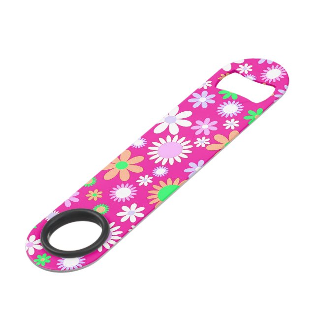 Pink Flower Power Bar Key (Front Angled)
