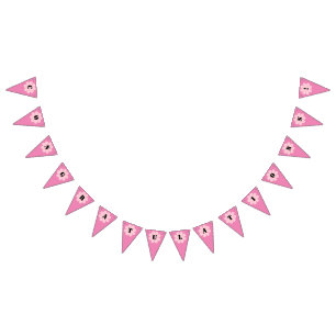 Pink Flower Power Bunting Flags