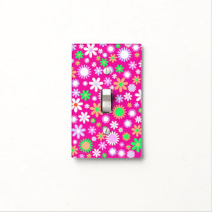 Pink Flower Power Light Switch Cover