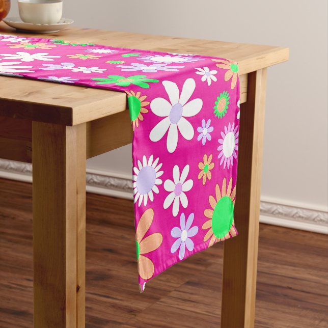 Pink Flower Power Long Table Runner (In Situ)