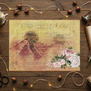 Pink Flower Pretty Decoupage Vintage Ephemera Tissue Paper