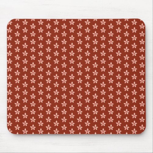 Pink flower red ochre brown background mouse pad