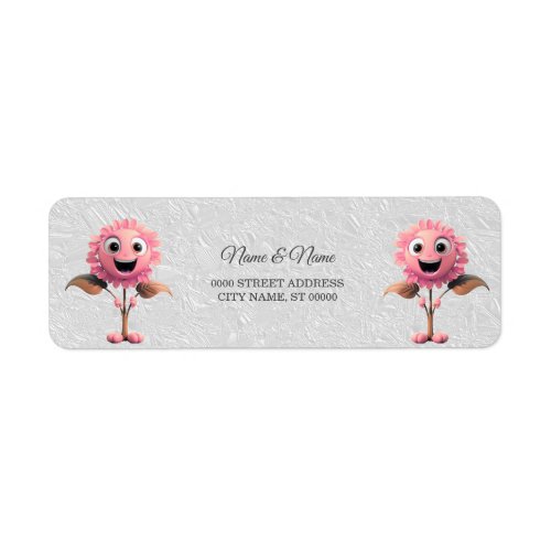 Pink Flower Return Address Label