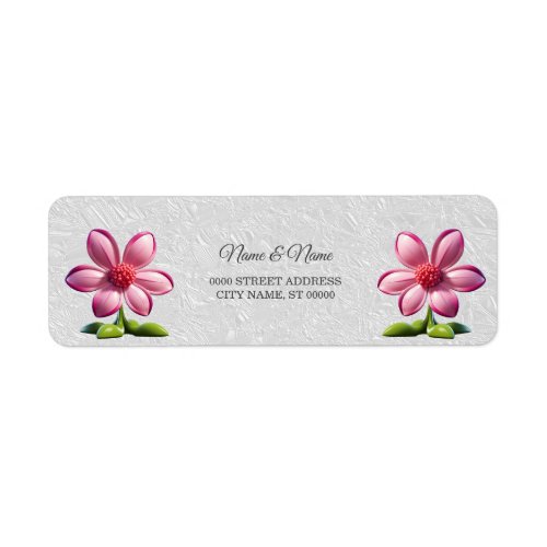 Pink Flower Return Address Label