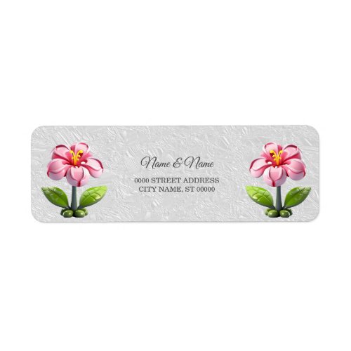 Pink Flower Return Address Label