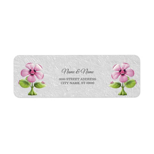 Pink Flower Return Address Label