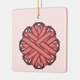 Pink Flower Ribbon by Kenneth Yoncich Ceramic Ornament