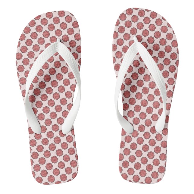 Pink Flower Ribbon by Kenneth Yoncich Flip Flops (Footbed)