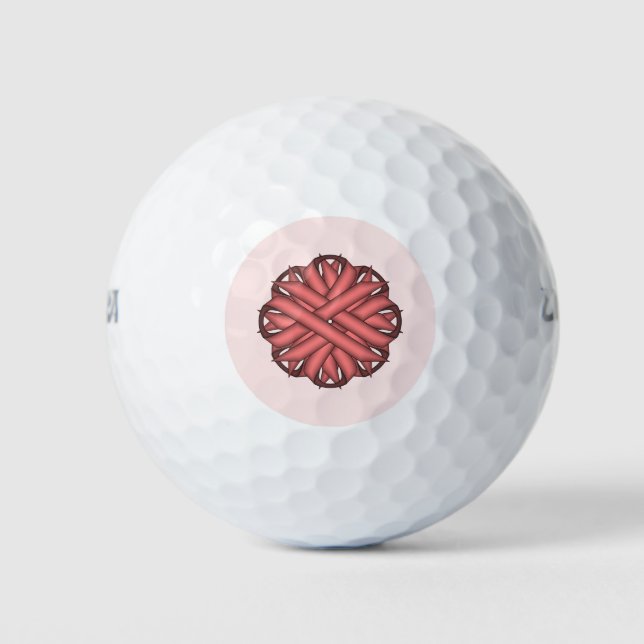 Pink Flower Ribbon by Kenneth Yoncich Golf Balls (Front)