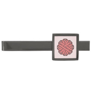 Pink Flower Ribbon by Kenneth Yoncich Gunmetal Finish Tie Clip