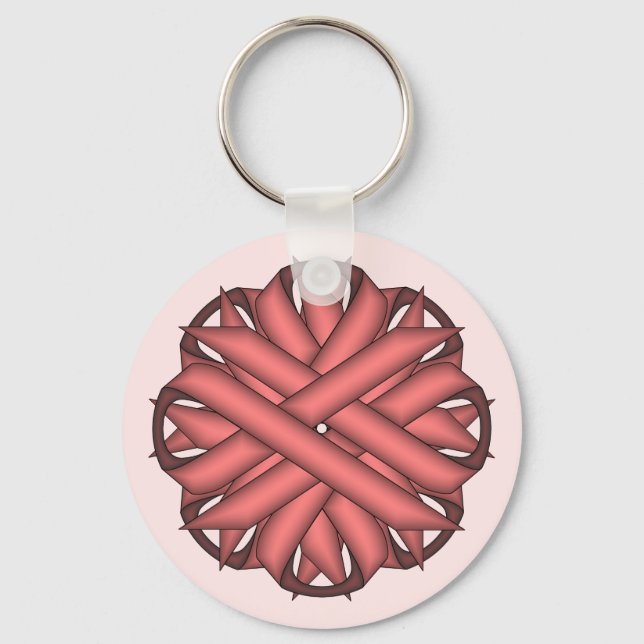 Pink Flower Ribbon by Kenneth Yoncich Keychain (Front)
