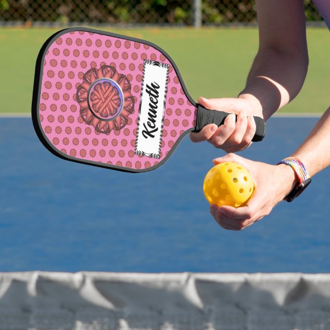Pink Flower Ribbon by Kenneth Yoncich Pickleball Paddle (Insitu)