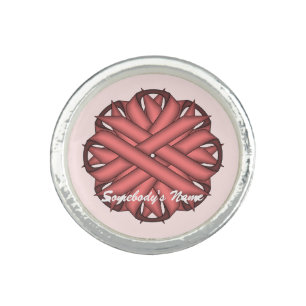 Pink Flower Ribbon by Kenneth Yoncich Ring