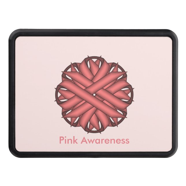 Pink Flower Ribbon by Kenneth Yoncich Trailer Hitch Cover (Front)