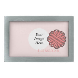 Pink Flower Ribbon Template by Kenneth Yoncich Rectangular Belt Buckle