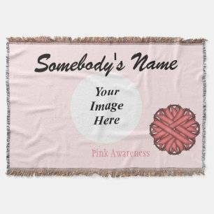 Pink Flower Ribbon Template by Kenneth Yoncich Throw Blanket