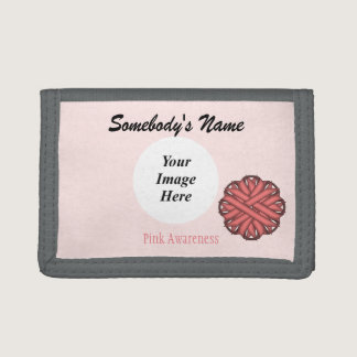 Pink Flower Ribbon Template by Kenneth Yoncich Tri-fold Wallet