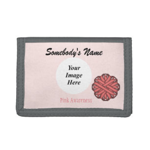 Pink Flower Ribbon Template by Kenneth Yoncich Trifold Wallet