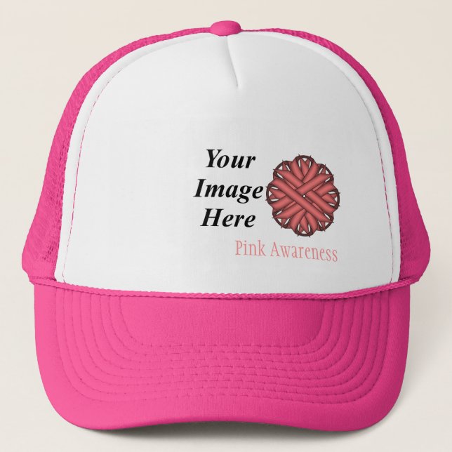 Pink Flower Ribbon Template by Kenneth Yoncich Trucker Hat (Front)