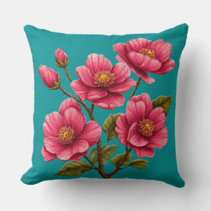 🌸 Pink Flower Room Decor Accent Gift Idea 🌸 Throw Pillow