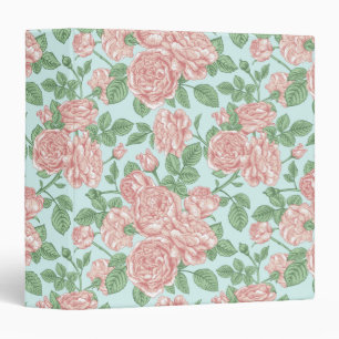 Pink Flower Rose Garden Bouquet Pattern 3 Ring Binder
