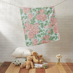 Pink Flower Rose Garden Bouquet Pattern Baby Blanket