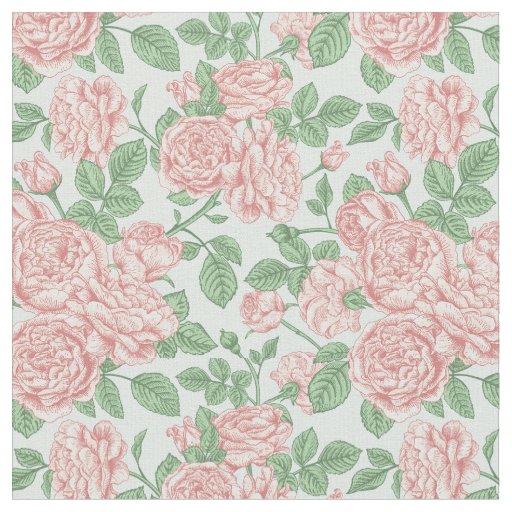 Pink Flower Rose Garden Bouquet Pattern Fabric