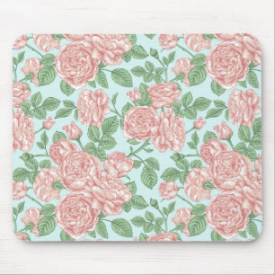 Pink Flower Rose Garden Bouquet Pattern Mouse Pad