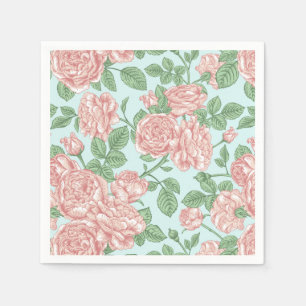 Pink Flower Rose Garden Bouquet Pattern Napkins