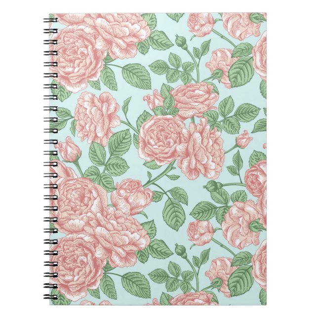 Pink Flower Rose Garden Bouquet Pattern Notebook (Front)