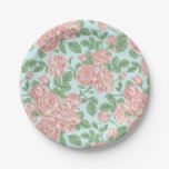 Pink Flower Rose Garden Bouquet Pattern Paper Plates