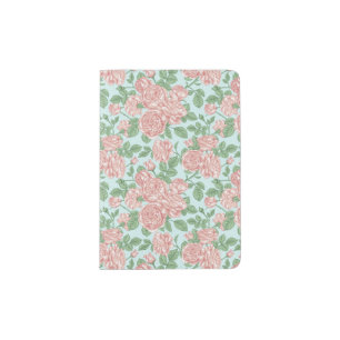 Pink Flower Rose Garden Bouquet Pattern Passport Holder