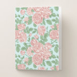 Pink Flower Rose Garden Bouquet Pattern Pocket Folder