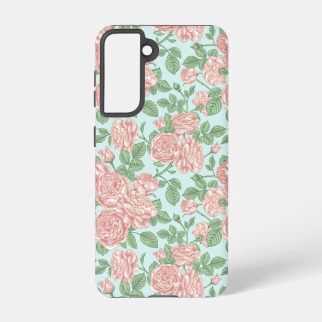 Pink Flower Rose Garden Bouquet Pattern Samsung Galaxy Case (Back)