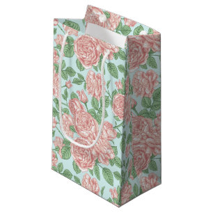 Pink Flower Rose Garden Bouquet Pattern Small Gift Bag