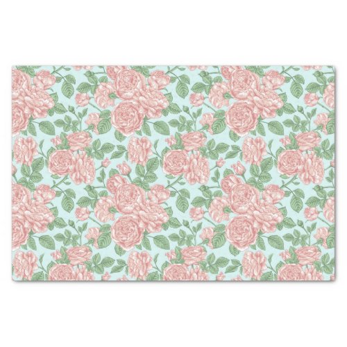 Pink Flower Rose Garden Bouquet Pattern Tissue Paper