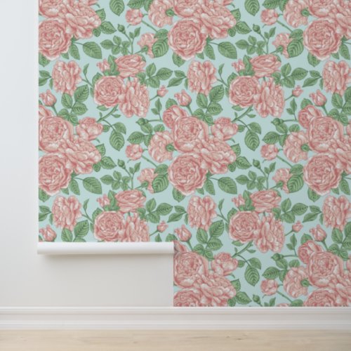 Pink Flower Rose Garden Bouquet Pattern Wallpaper