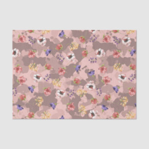 Pink Flower Rose Gold Camo Camouflage Tissue Paper