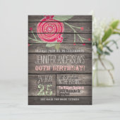 Pink Flower, Rustic Country Adult or Teen Birthday Invitation (Standing Front)