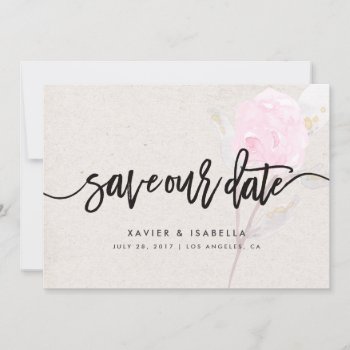Pink Flower | Save The Date Announcement by PinkMoonPaperie at Zazzle