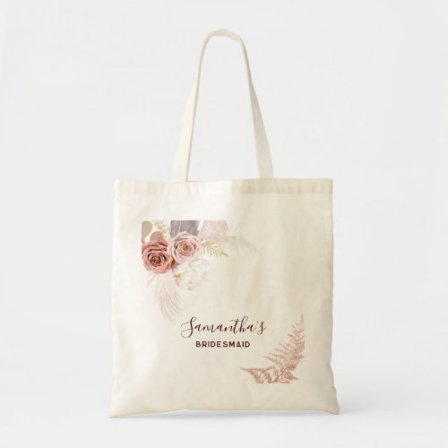 Pink Flower Script Terracotta Bridesmaid