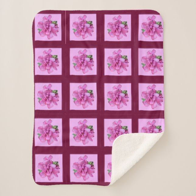 Pink Flower Sherpa Blanket (Front)