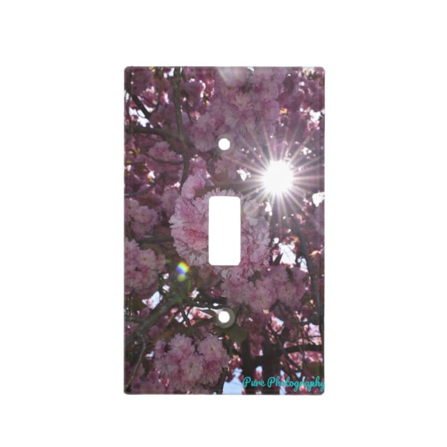 Pink Flower Single Lightswitch Light Switch Cover (Front)