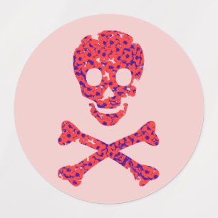 Pink Flower Skull Labels