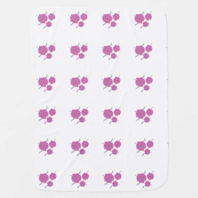 Pink Flower soft Baby Blanket (Front)