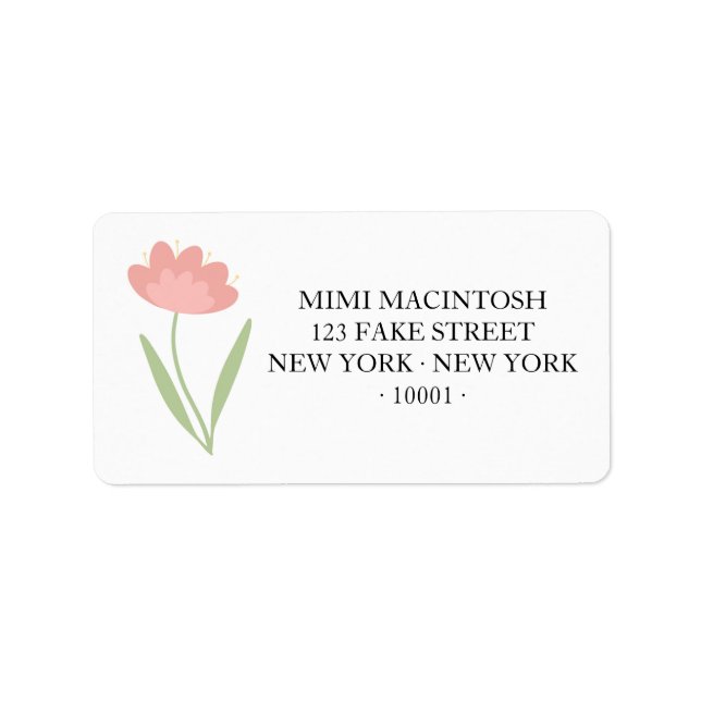 Pink Flower Spring Summer Address Label (Front)