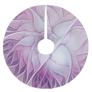 Pink Flower Star Modern Abstract Fractal Art Brushed Polyester Tree Skirt