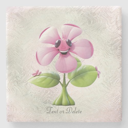 Pink Flower Stone Coaster