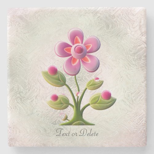 Pink Flower Stone Coaster