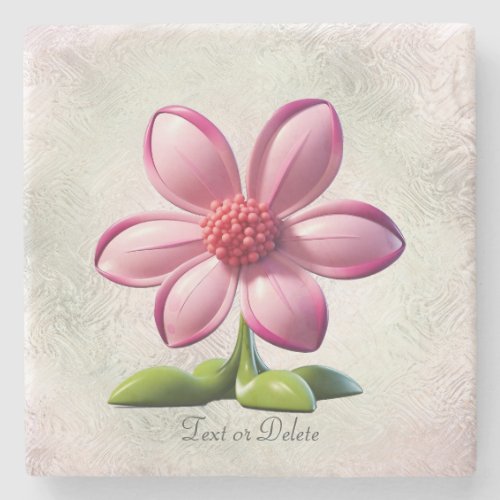 Pink Flower Stone Coaster